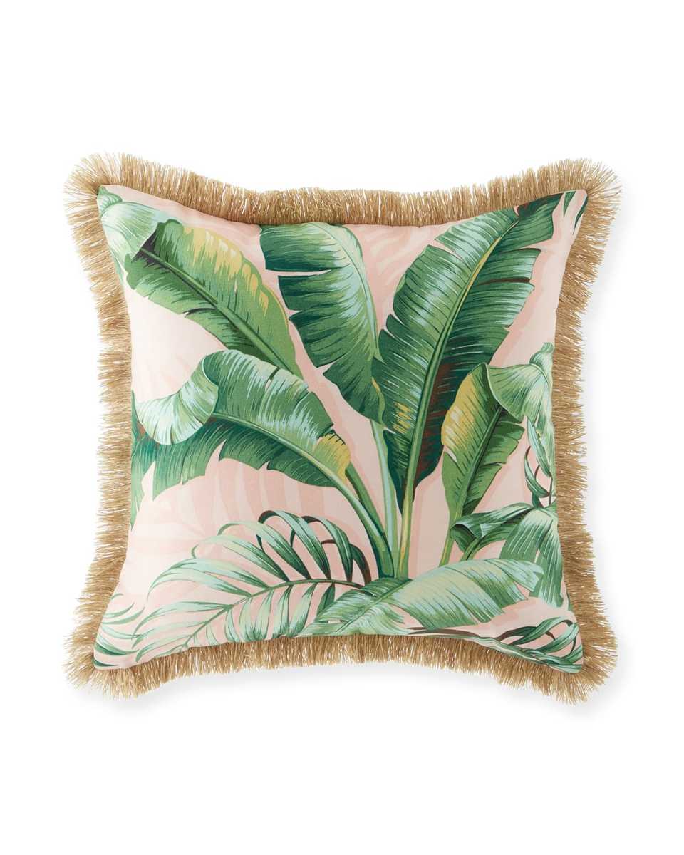 Abaca Fringe Decorative Pillow In Flamingo