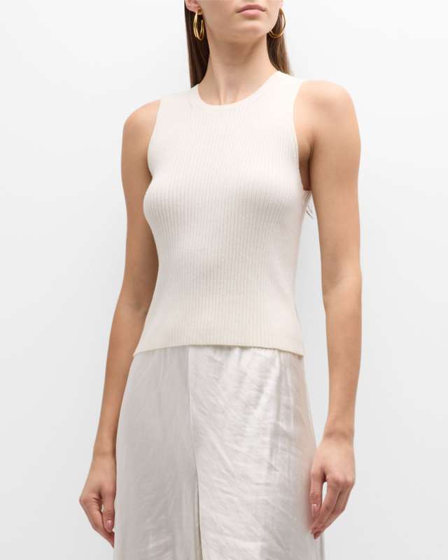 Ribbed High-Neck Tank Top