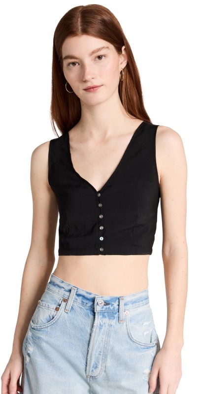 Madewell Softdrape Gwen Supercrop Vest Top True Black