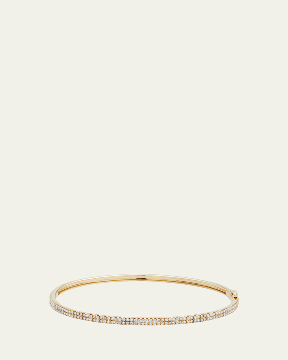 2-Row Pave Diamond Hinged Bracelet in 14K Gold