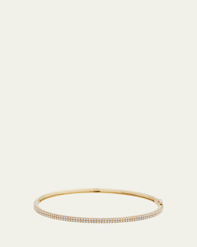 2-Row Pave Diamond Hinged Bracelet in 14K Gold