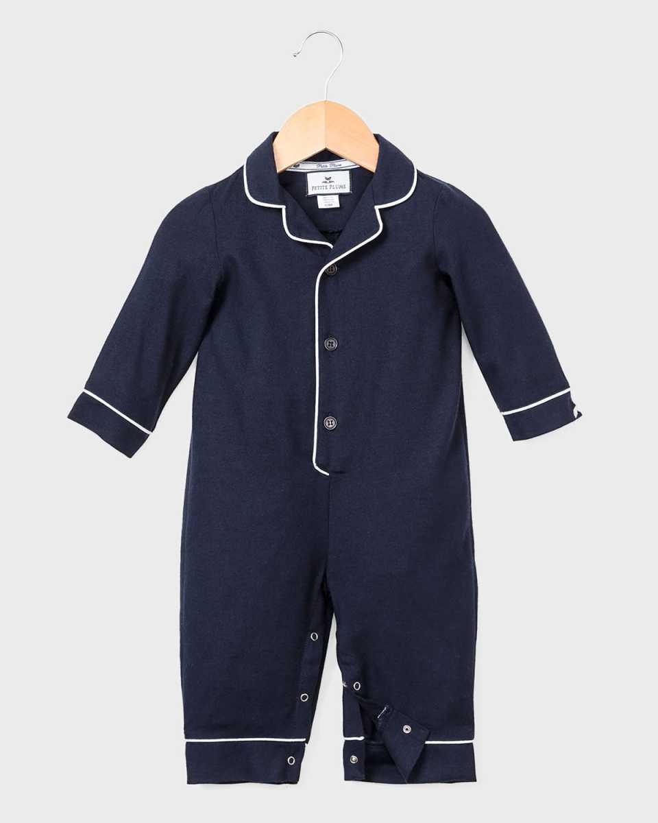 Contrast-Piping Collared Coverall, Size 0-24 Months