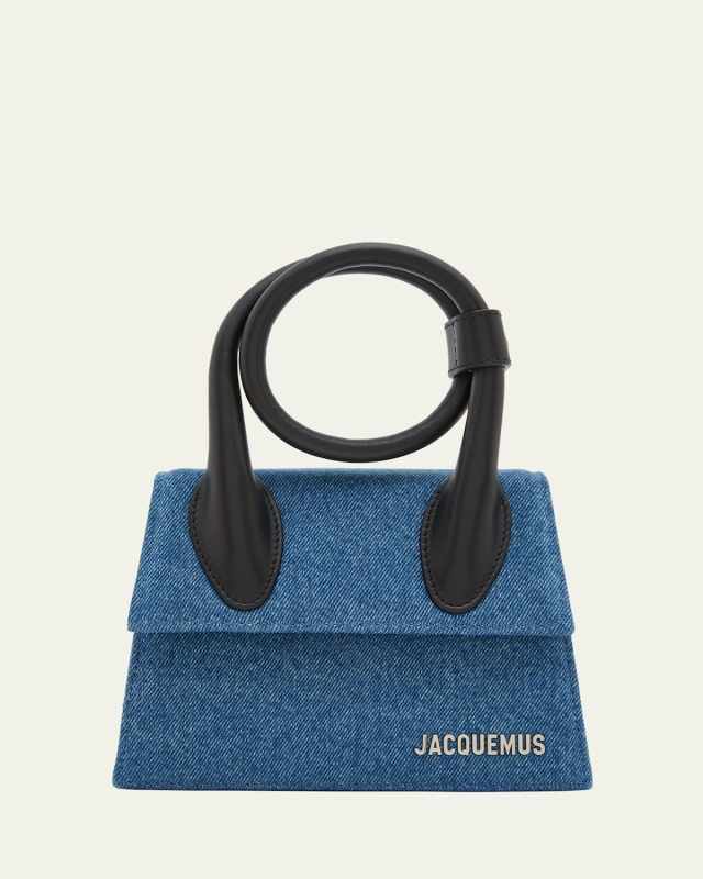 Le Chiquito Noeud Denim Top-Handle Bag
