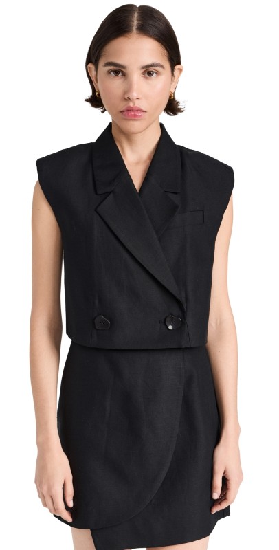 Aje Flight Oversized Crop Vest Black