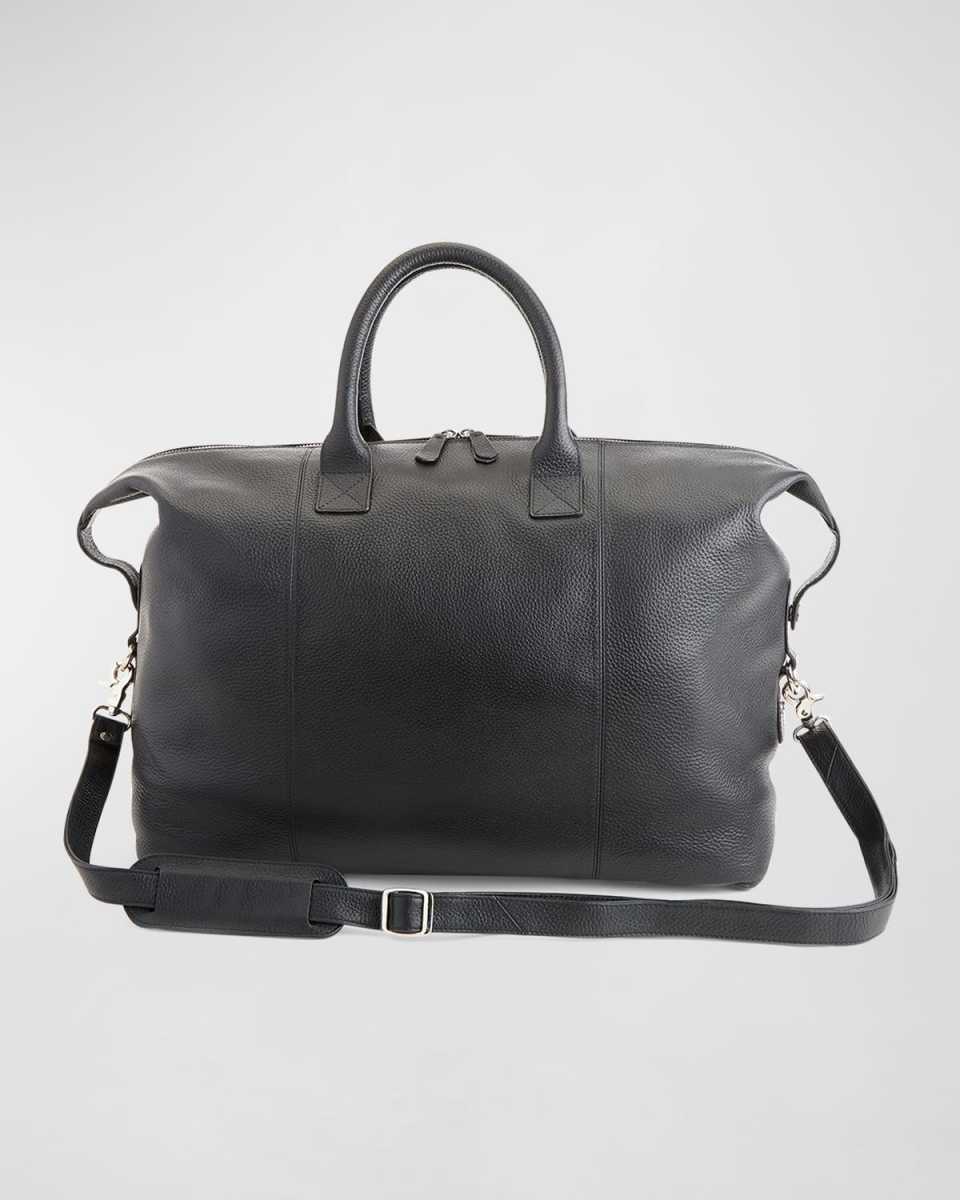 Monogrammed Leather Duffel Bag with Suitcase Handle Strap