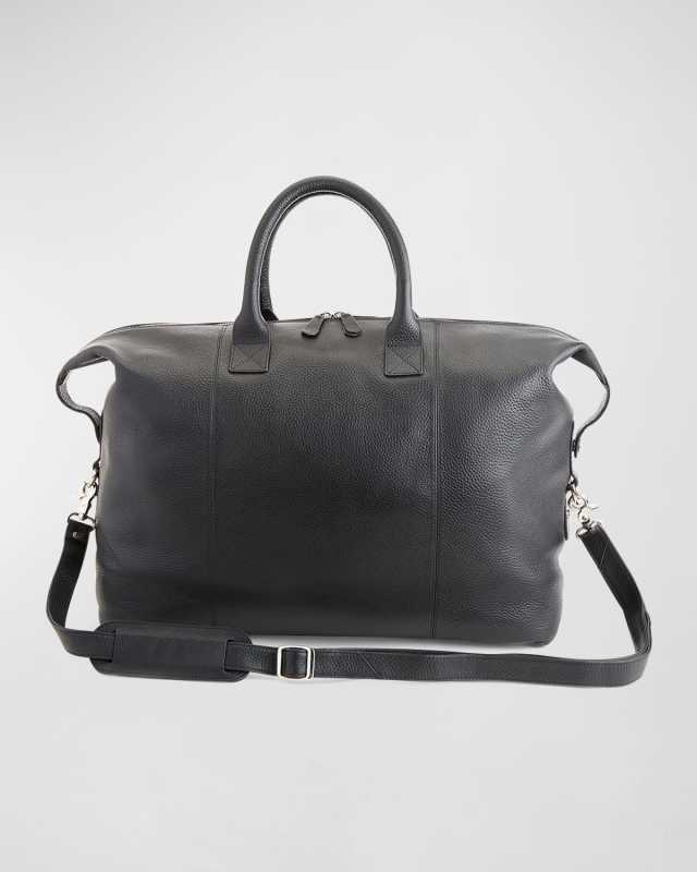 Monogrammed Leather Duffel Bag with Suitcase Handle Strap