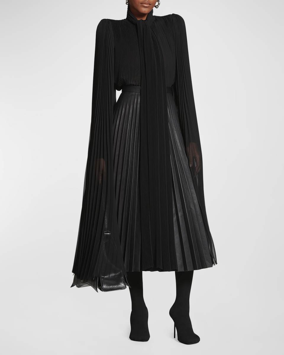 Scarf Pleated Blouse
