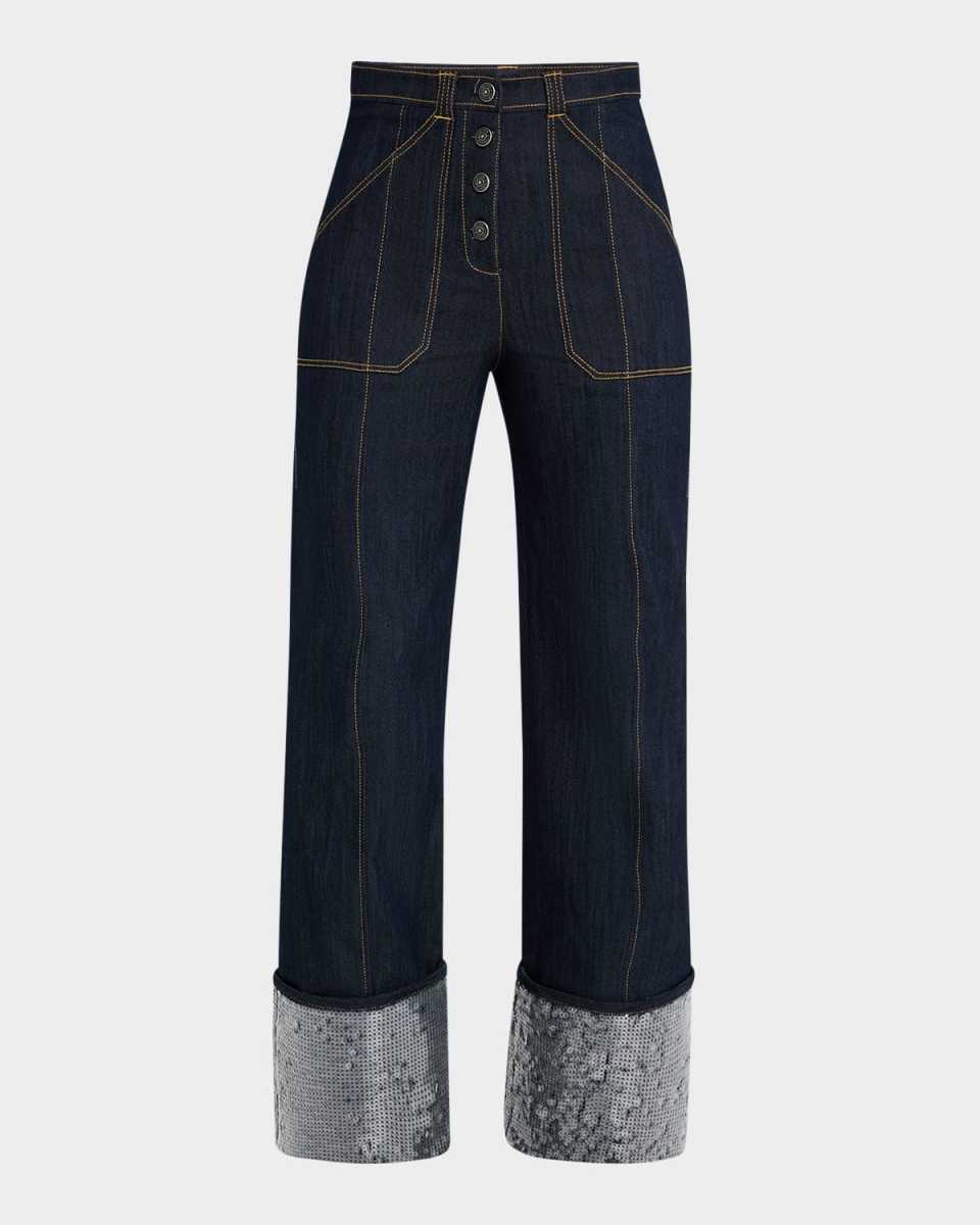 Benji Sequin Cuffed Denim Pants