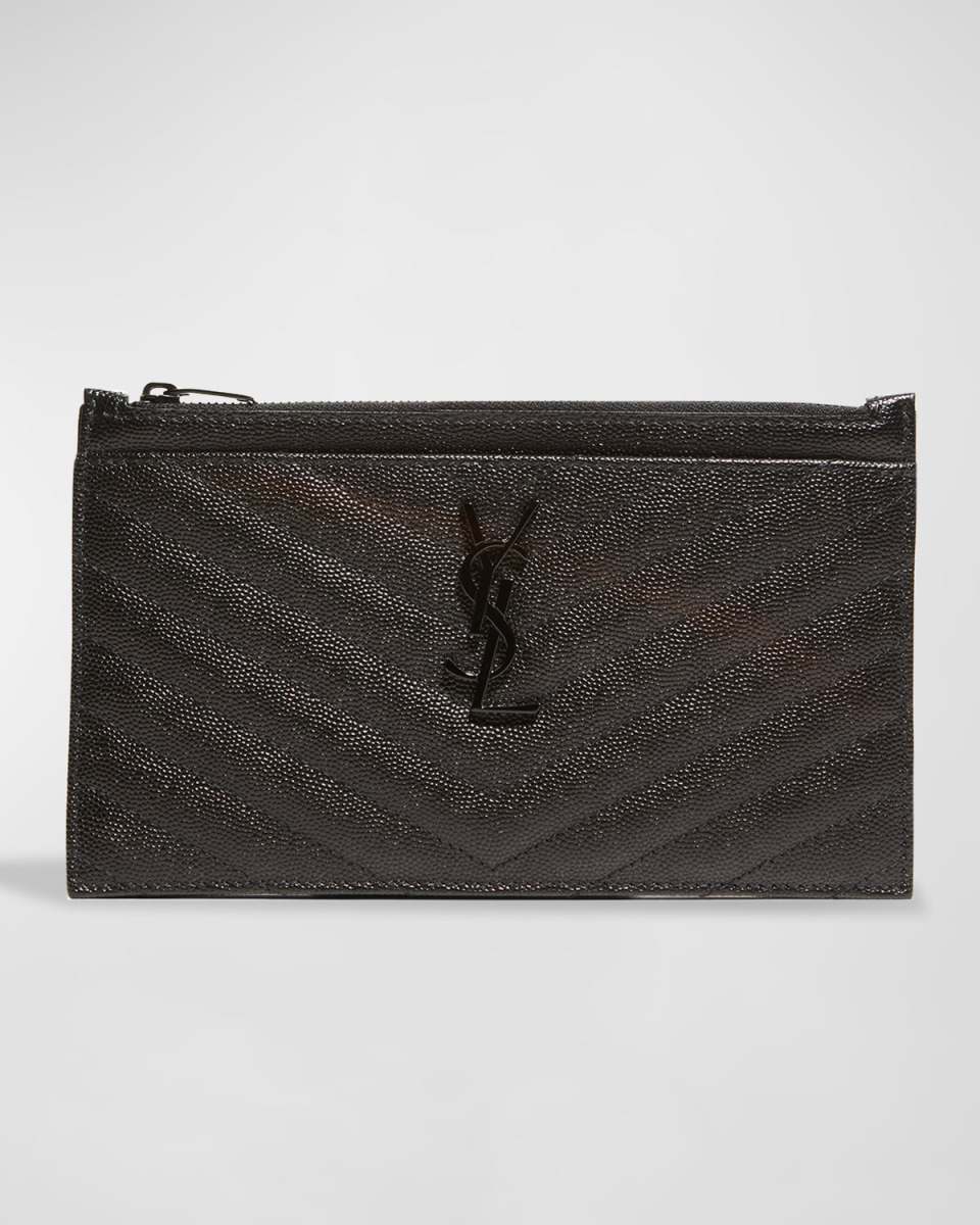 YSL Monogram Small Ziptop Bill Pouch in Grained Leather