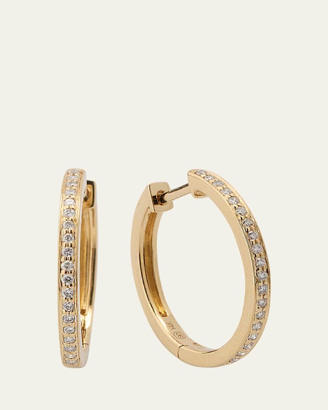 14K Yellow Gold 13.5mm Pave Huggie Earrings with Diamonds