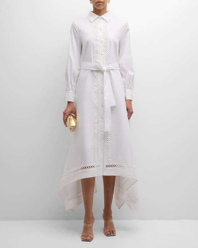 Eyelet High-Low Poplin Shirtdress
