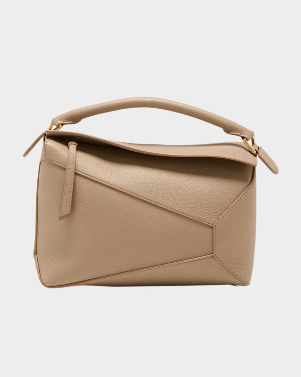Puzzle Edge Top-Handle Bag in Soft Grained Leather