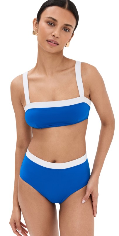 STAUD Liv Bikini Top Sapphire/White
