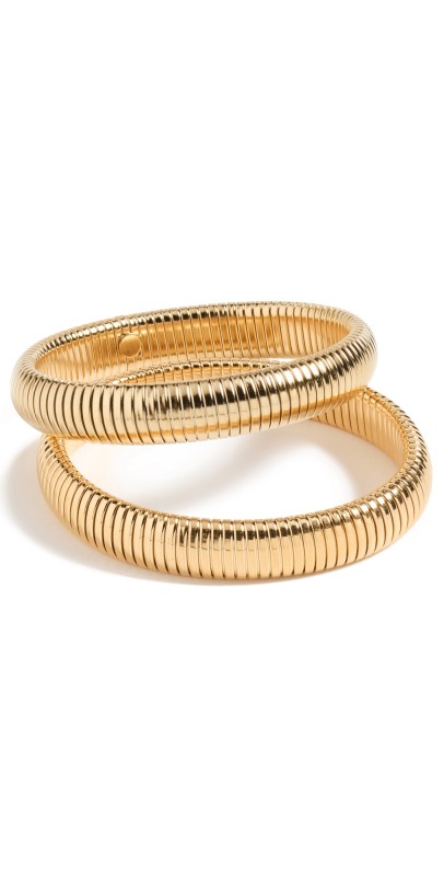 SHASHI Striated Bracelet Set Gold