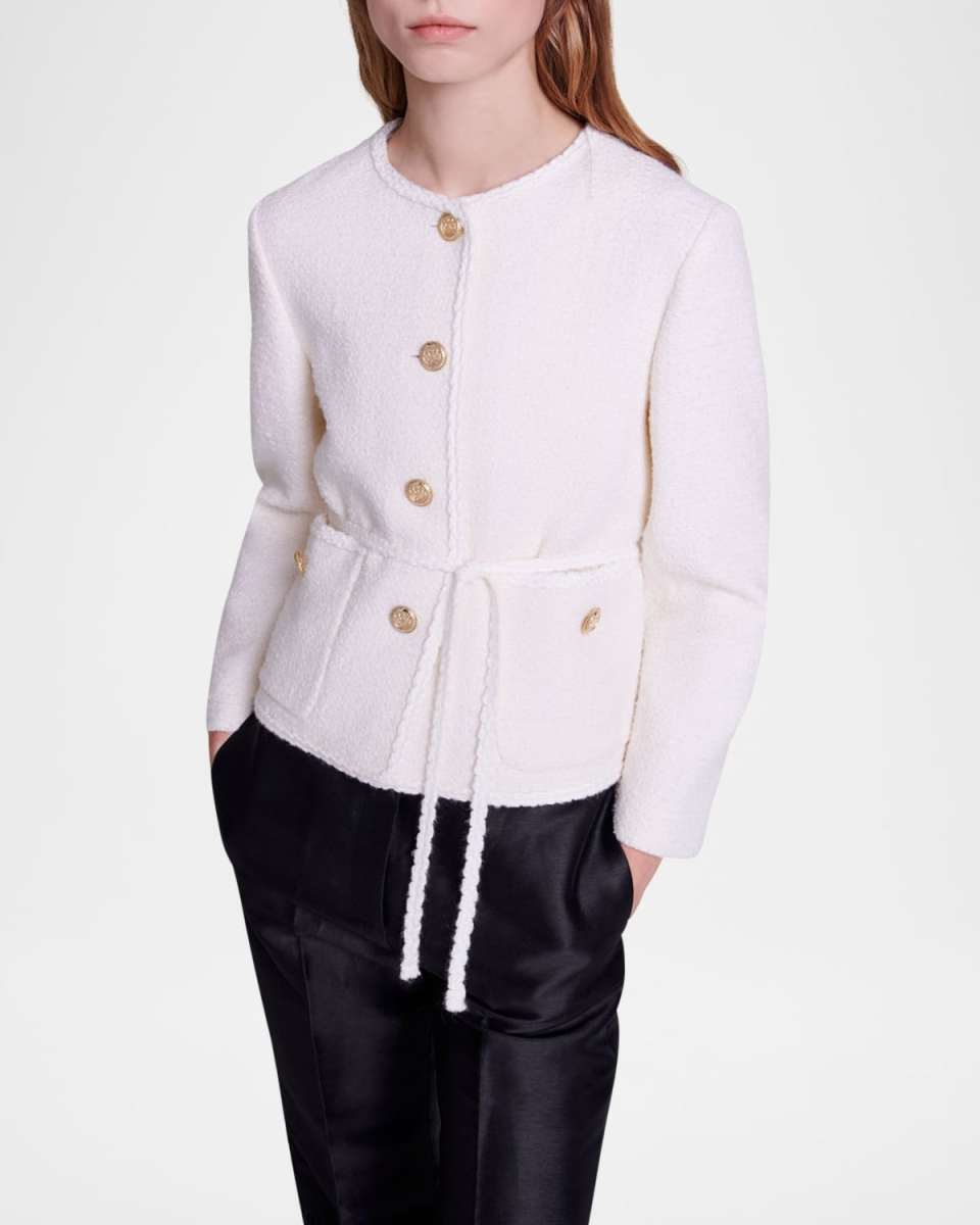 Violetta Belted Tweed Blazer
