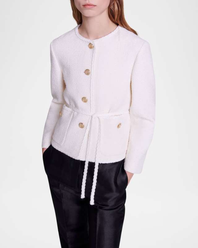 Violetta Belted Tweed Blazer