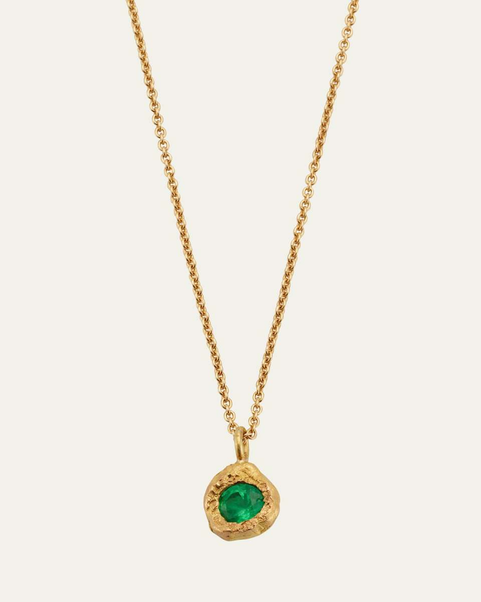 Evie 18K Gold Emerald Nugget Pendant Necklace