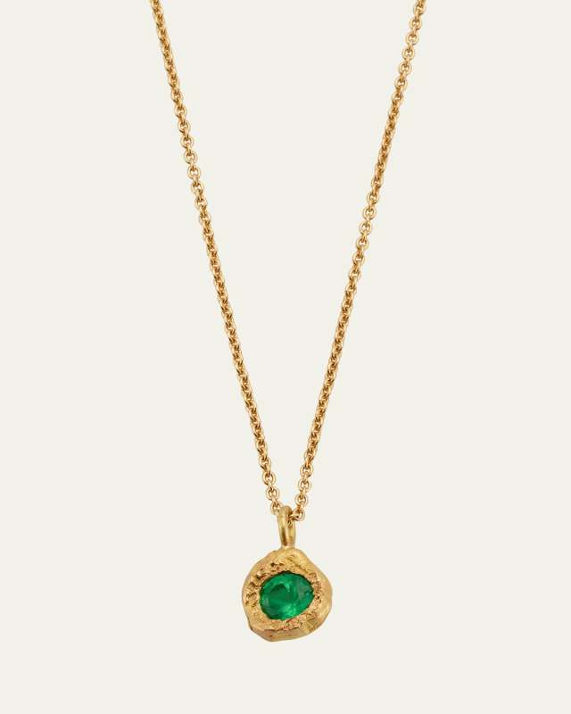 Evie 18K Gold Emerald Nugget Pendant Necklace