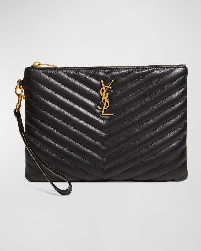 YSL Monogram Small Pouch in Smooth Leather