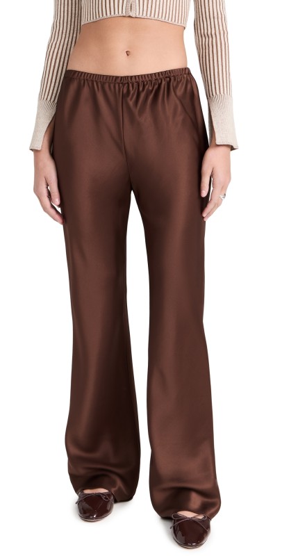 Reformation Gale Satin Mid Rise Bias Pants Cafe