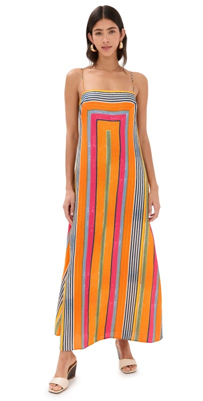 STAUD Laura Dress Multi Bayadere Stripe