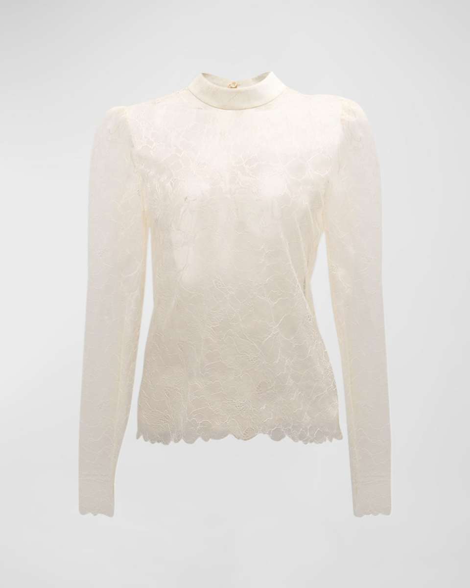 Lace Mock-Neck Blouse