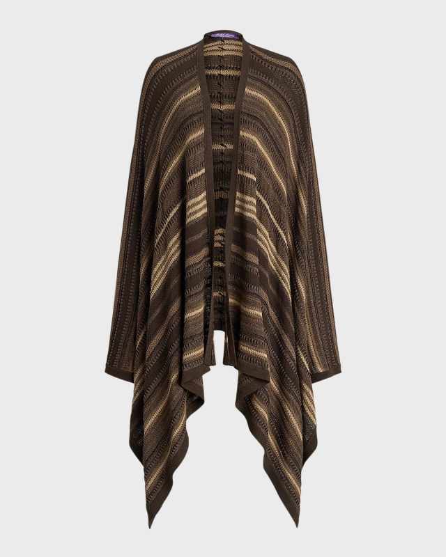 Textural Striped Knit Sweater Wrap