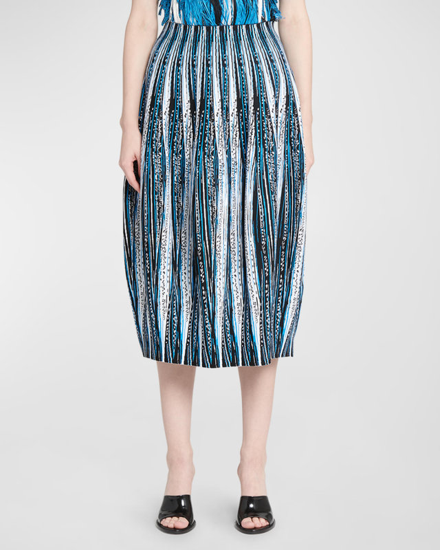 Jacquard Feather Midi Skirt