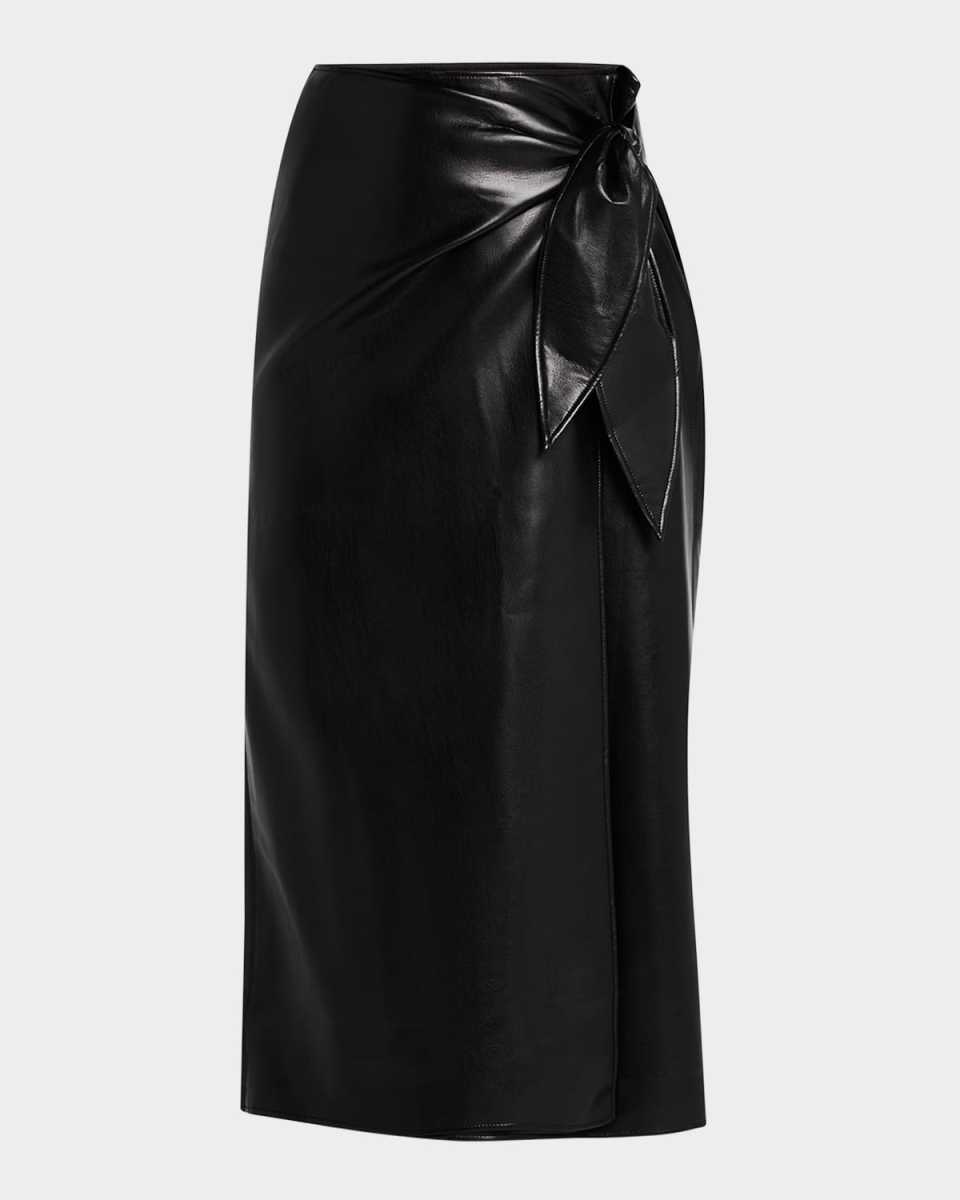 Ogden Faux Leather Wrap Skirt