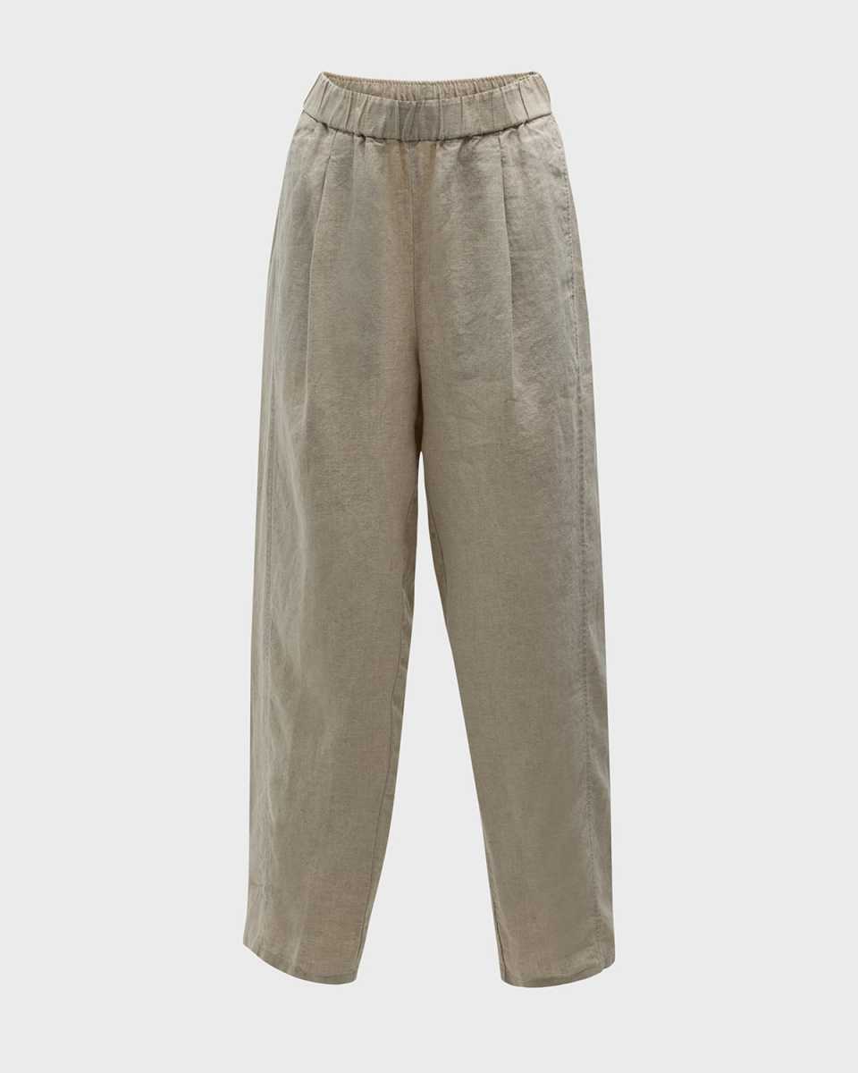 Pleated Organic Linen Ankle Pants
