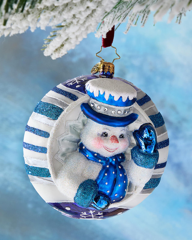 Snowy Spherical Cheer Christmas Ornament