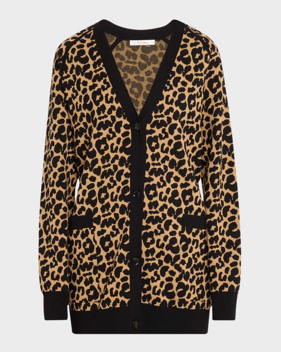 Tenore Leopard Intarsia Knit Cardigan