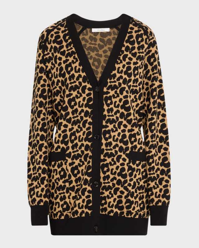 Tenore Leopard Intarsia Knit Cardigan