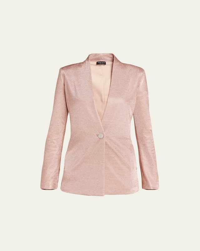 Metallic Bonded Jersey One-Button Blazer