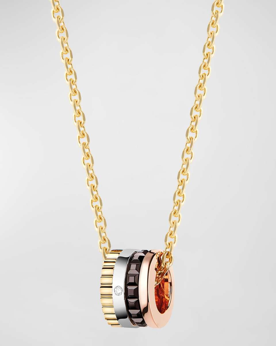 Quatre Classique 18K Gold Small Pendant 1-Diamond Necklace