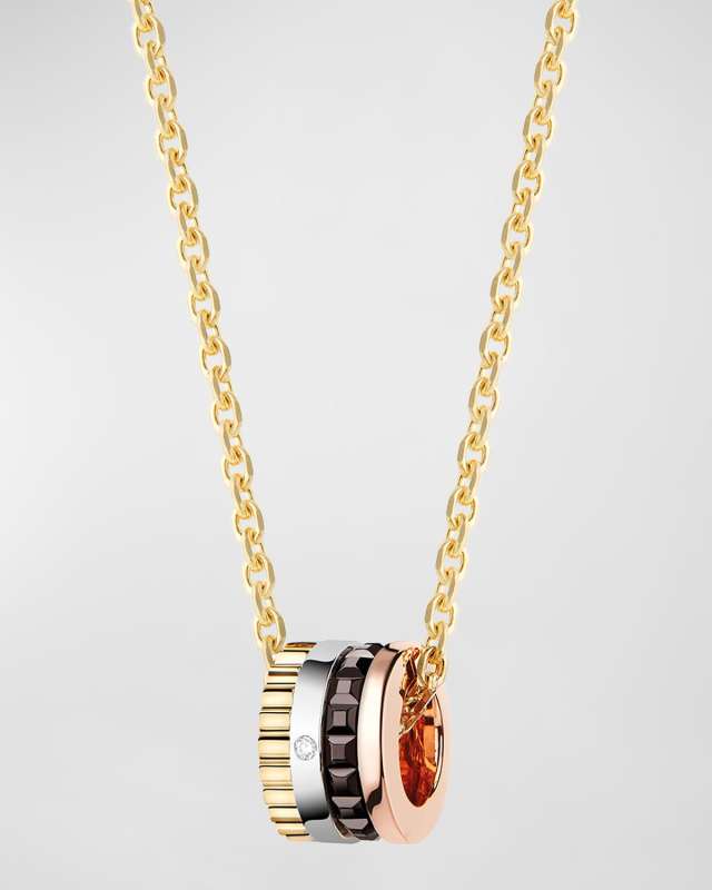 Quatre Classique 18K Gold Small Pendant 1-Diamond Necklace