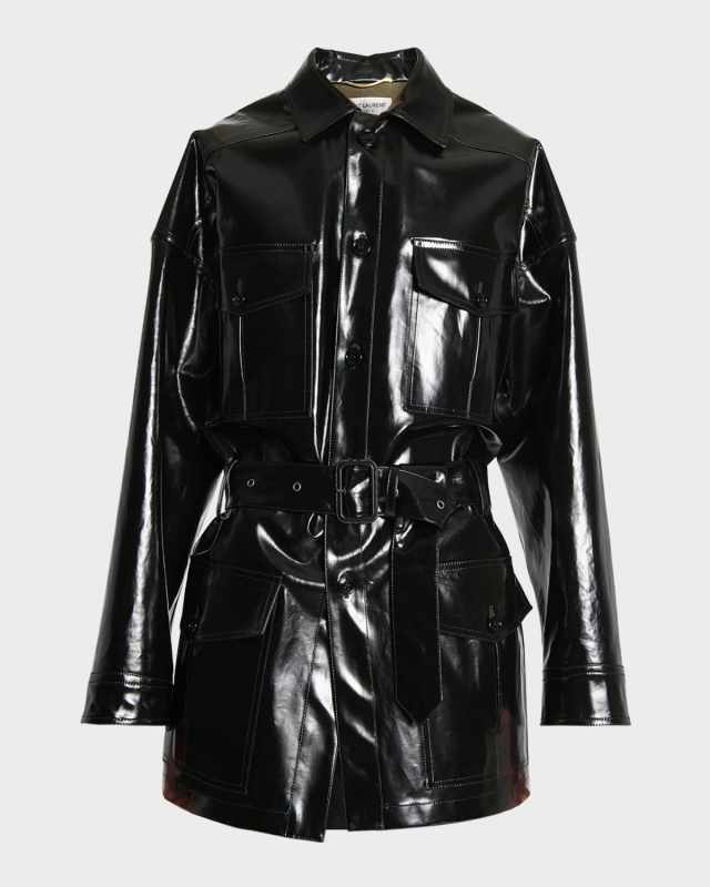 Vinyl Wrap Coat with Belt