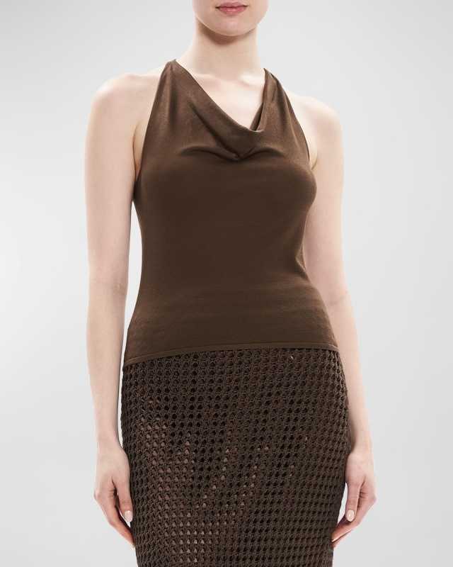 Cowl Racerback Silk Tank Top