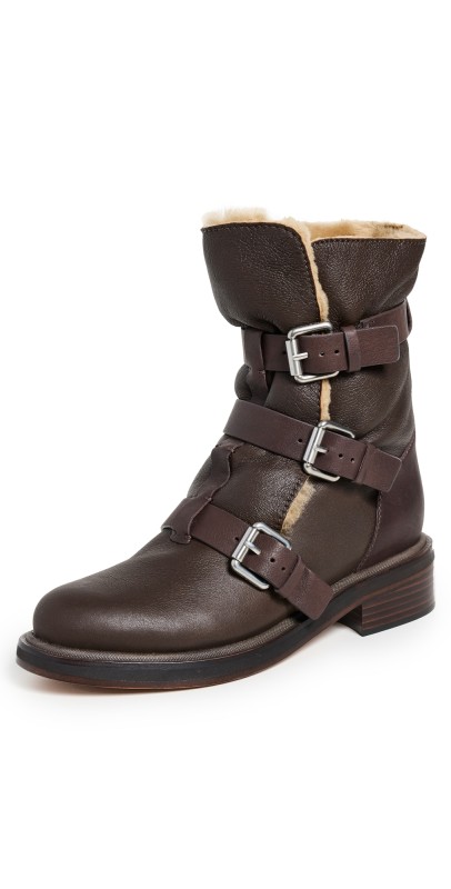 rag & bone Rb Moto Buckle Boots Brown/Natural Shearling