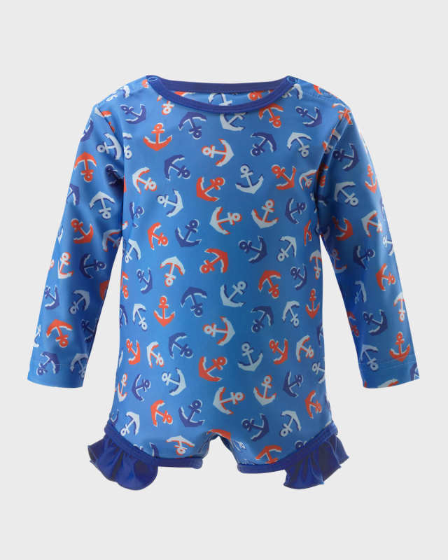 Girl's Anchor Frill Rash Guard, Size 6M-