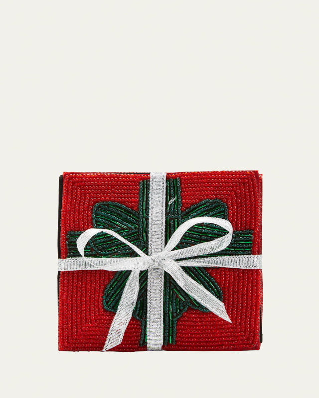 Beaded Bow Coasters, Set of 4