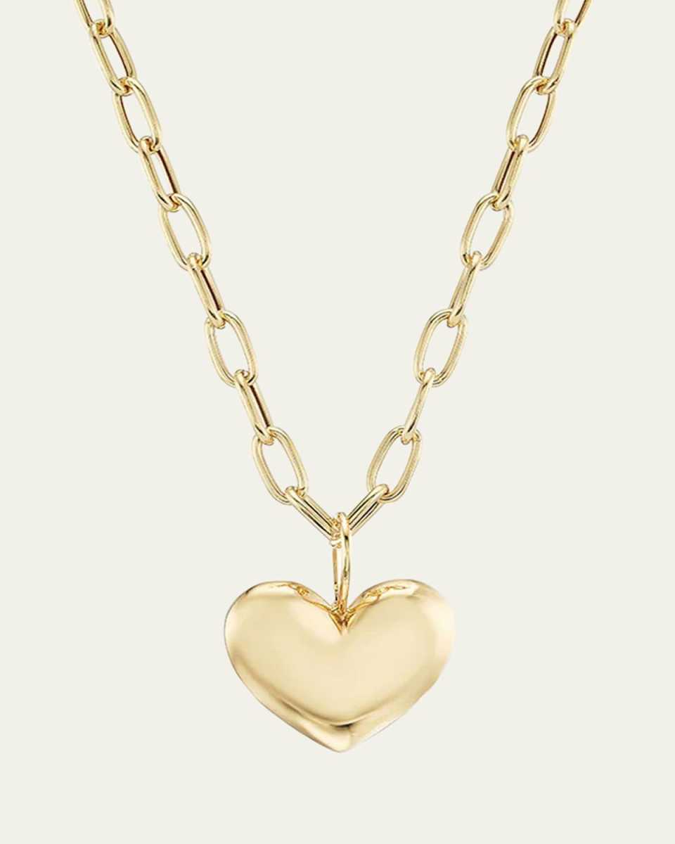 18K Yellow Gold Mini Puff Heart Pendant Necklace