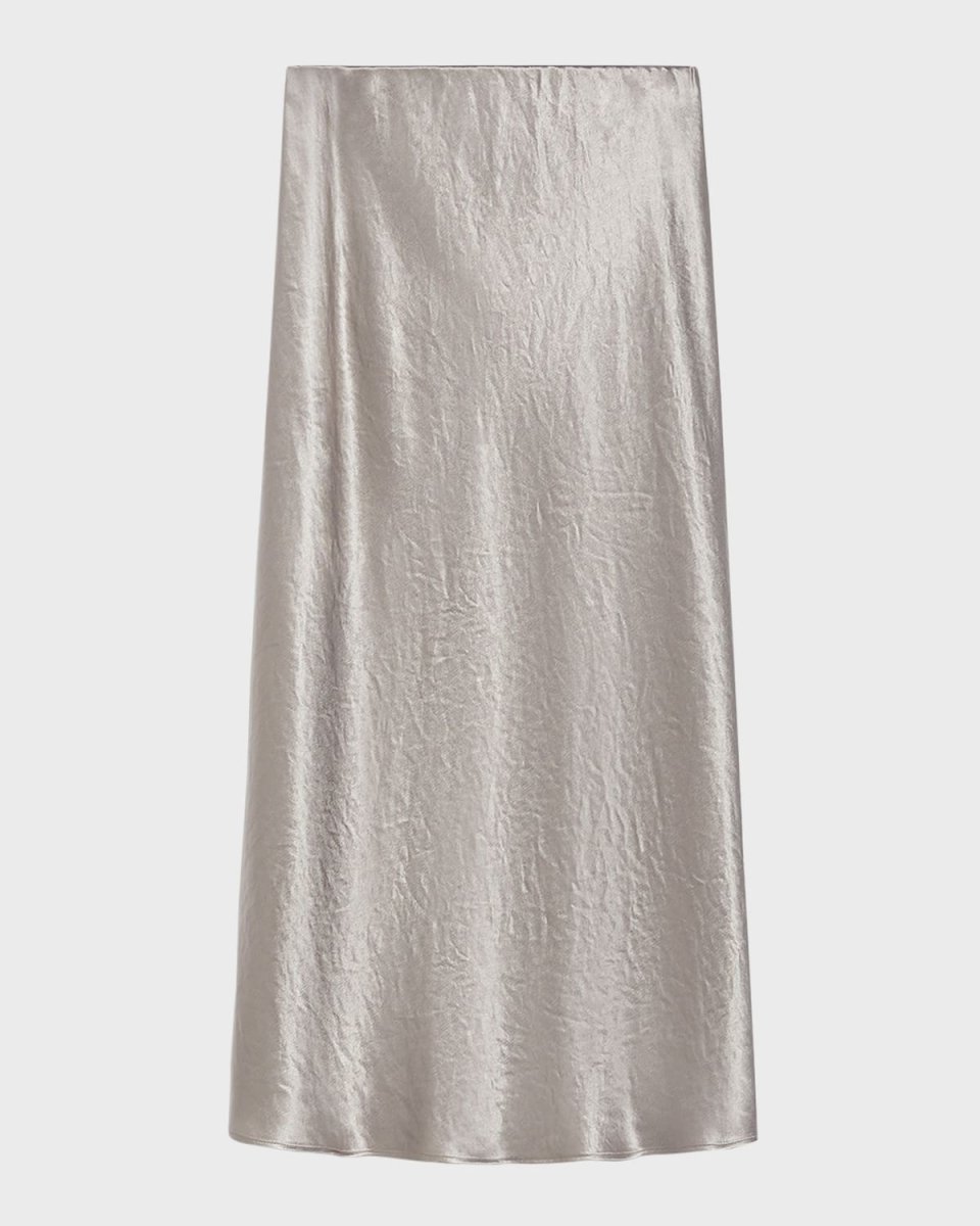 Alessio Straight Satin Midi Skirt