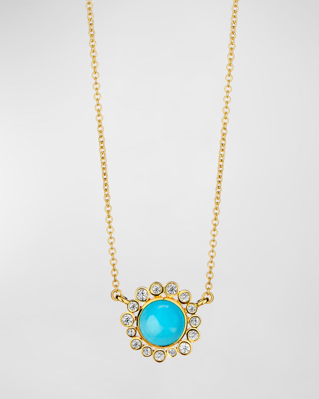 18K Sleepy Beauty Turquoise Necklace with Diamonds