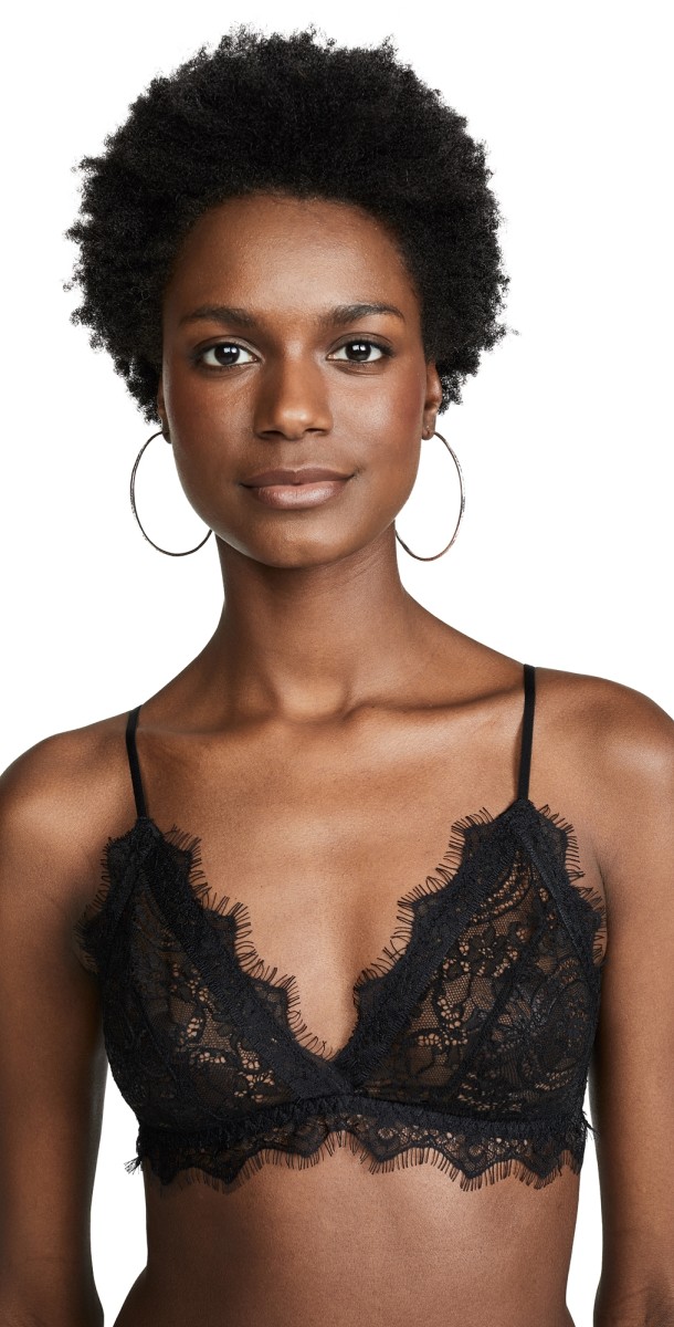 ANINE BING Lace Bra With Trim Black