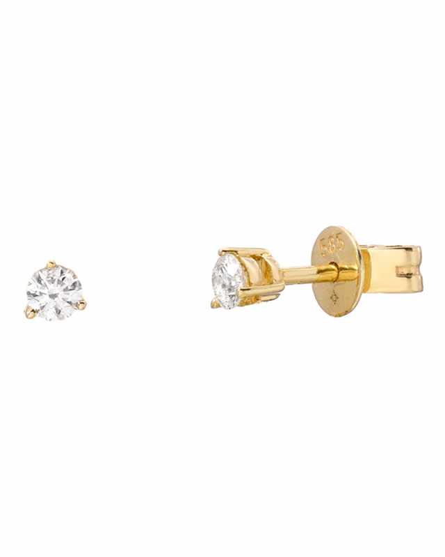 14k Gold 3-Prong Diamond Stud Earrings