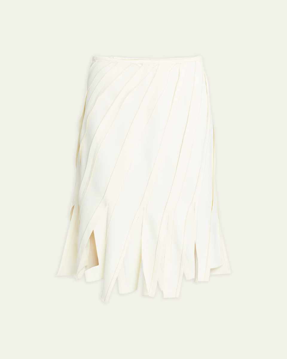 Fluid Stretch Striped Asymmetric Cutaway Midi Skirt