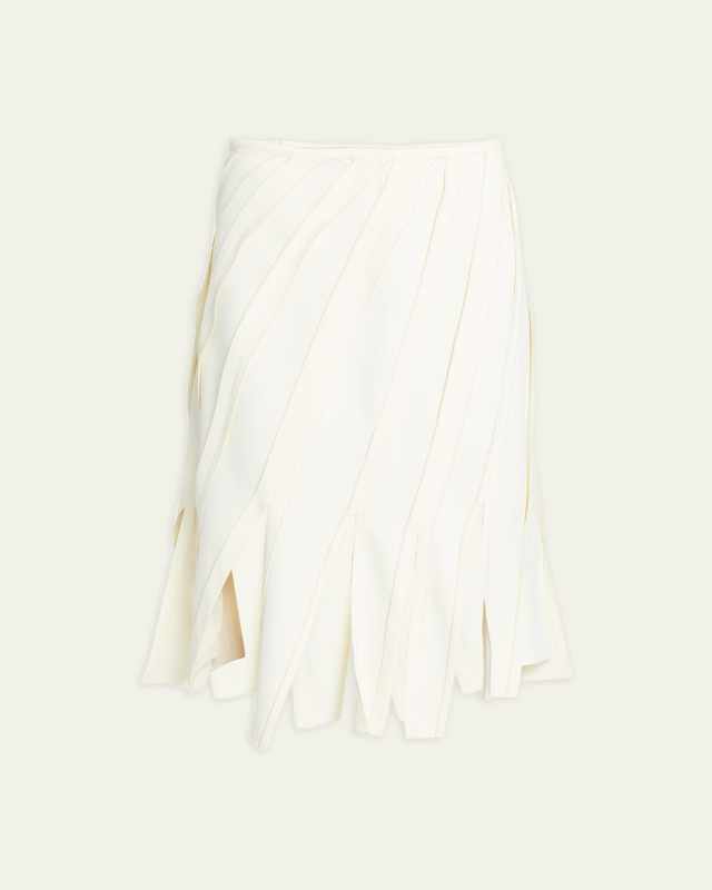 Fluid Stretch Striped Asymmetric Cutaway Midi Skirt