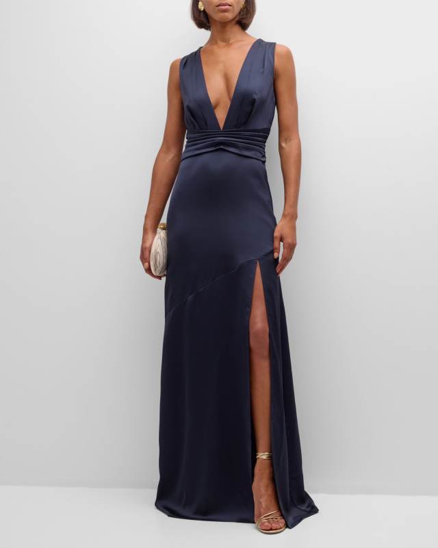 Ameera Sleeveless Deep V-Neck Gown