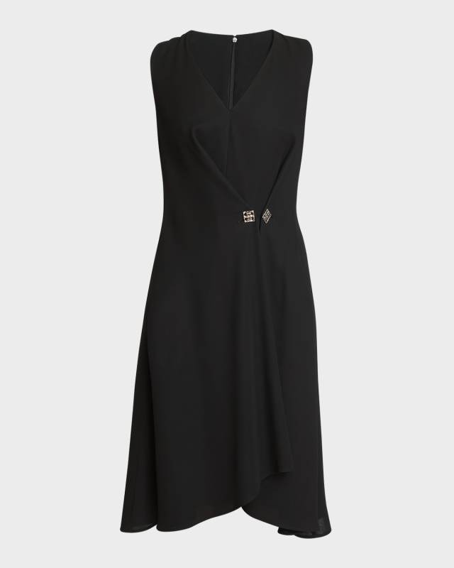 Buckle Waist Sleeveless Midi Wrap Dress